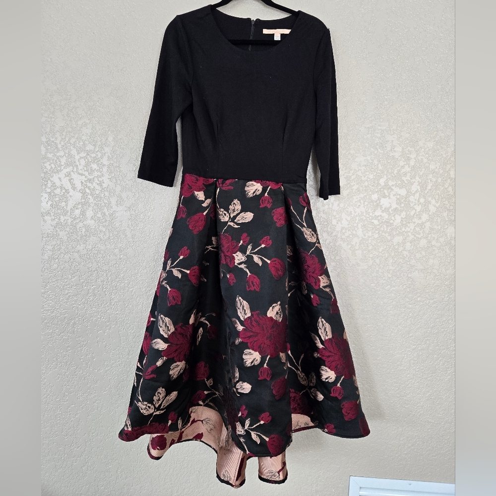 Hutch Anthropologie Black Floral Jacquard Dress 6
